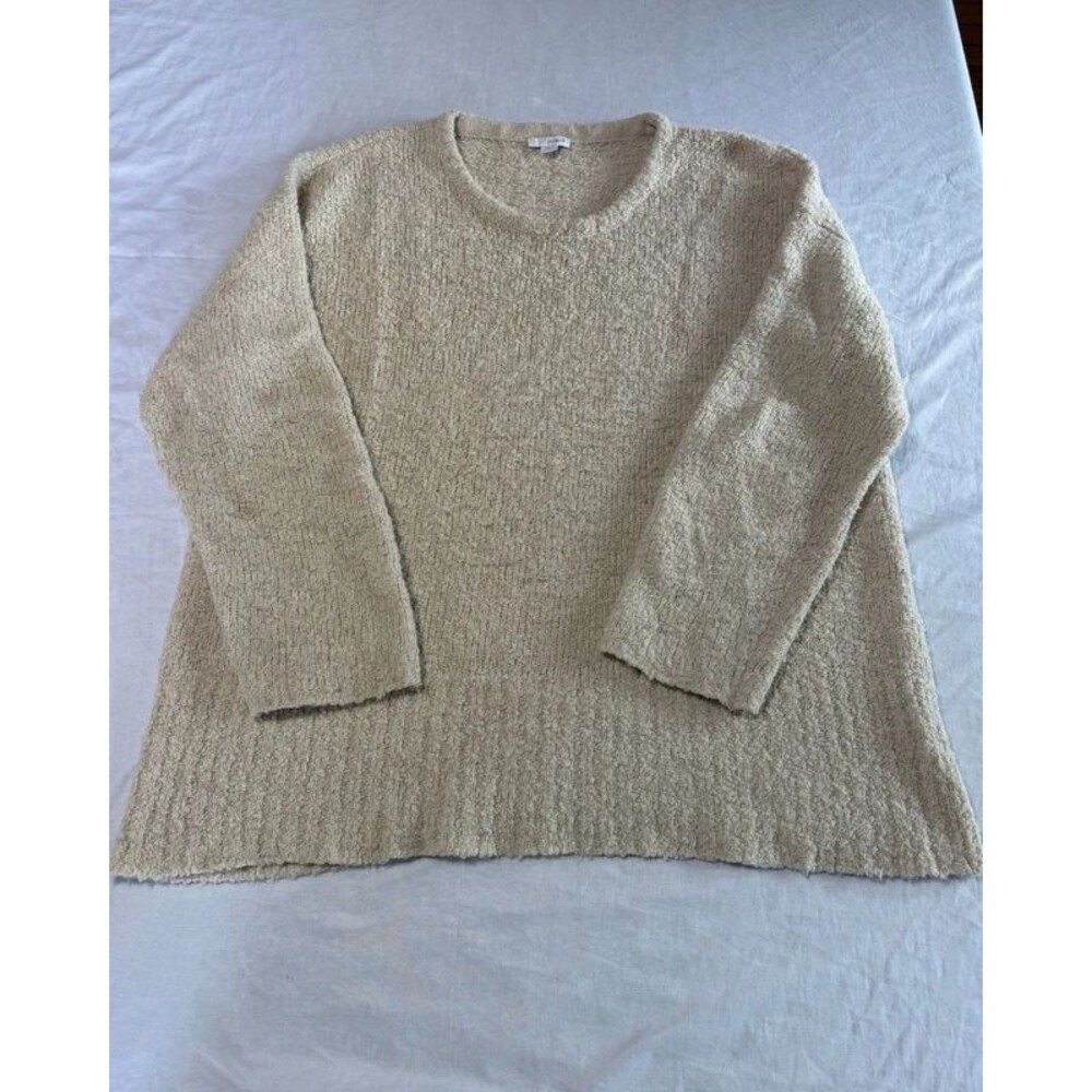 Pure Jill J.Jill Cream Boucle Knit Sweater Slouchy Crewneck Textured Pullover